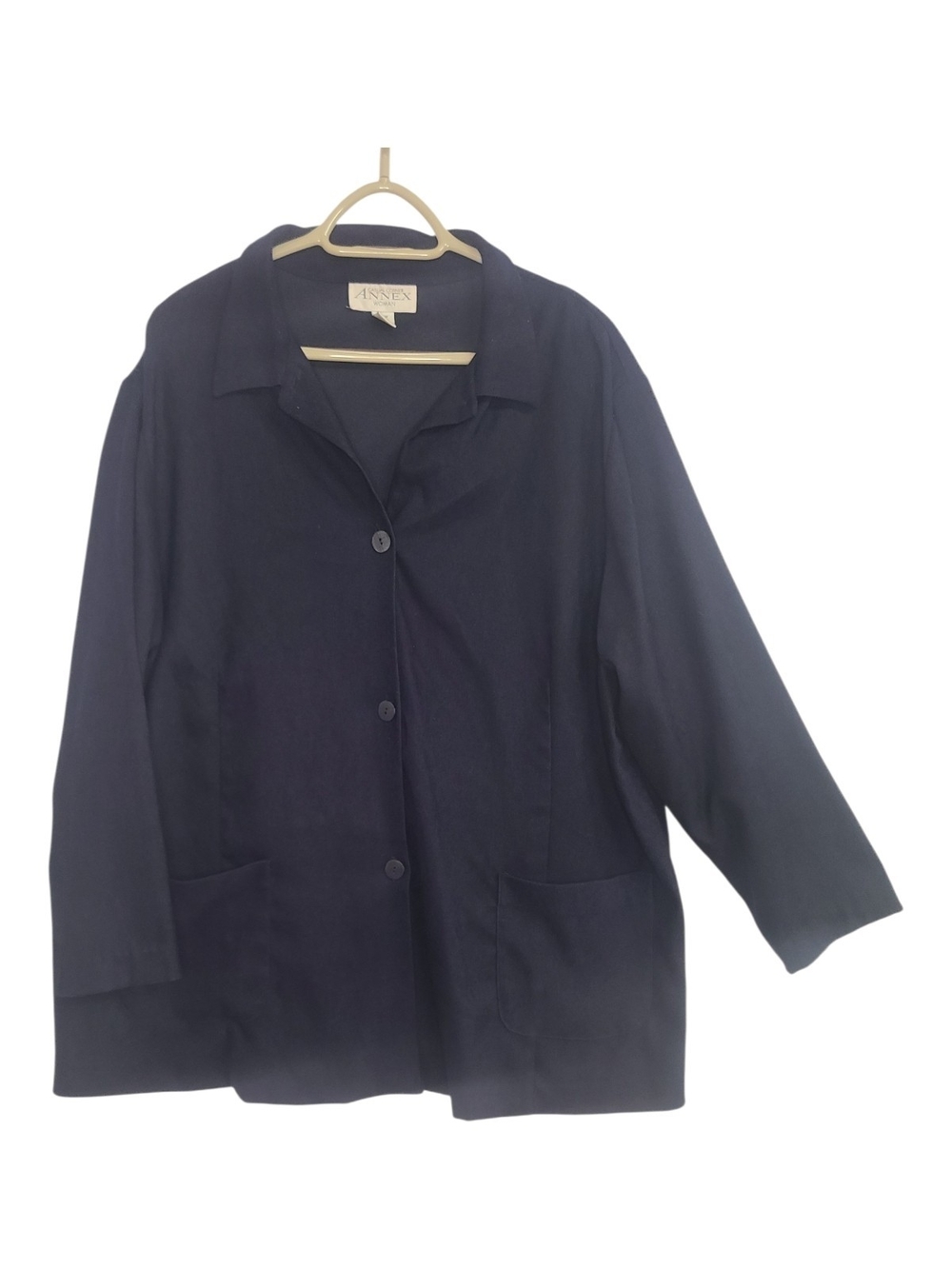 Casual Corner Annex Navy Blue Button Front Jacket Blazer 22W